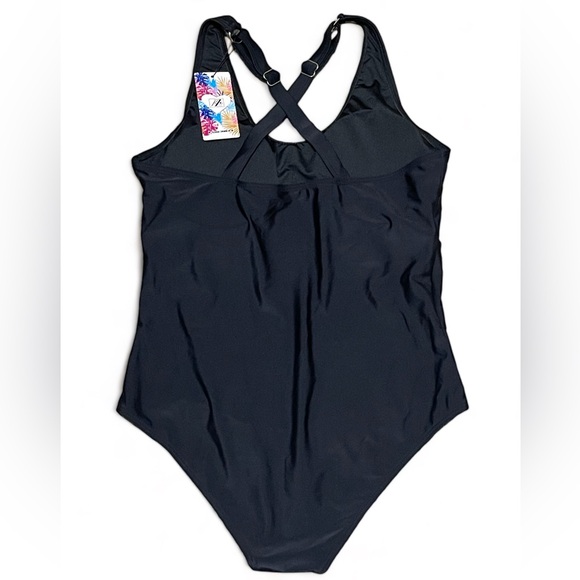 Women's Swimsuit with Adjustable Cross Straps Black Size L NWT - Picture 2 of 8